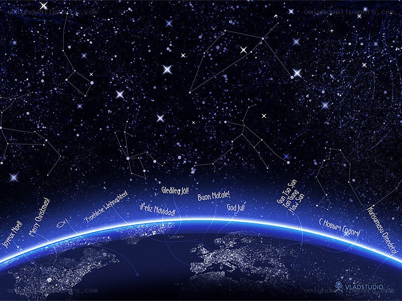 Earth from space with holiday greetings