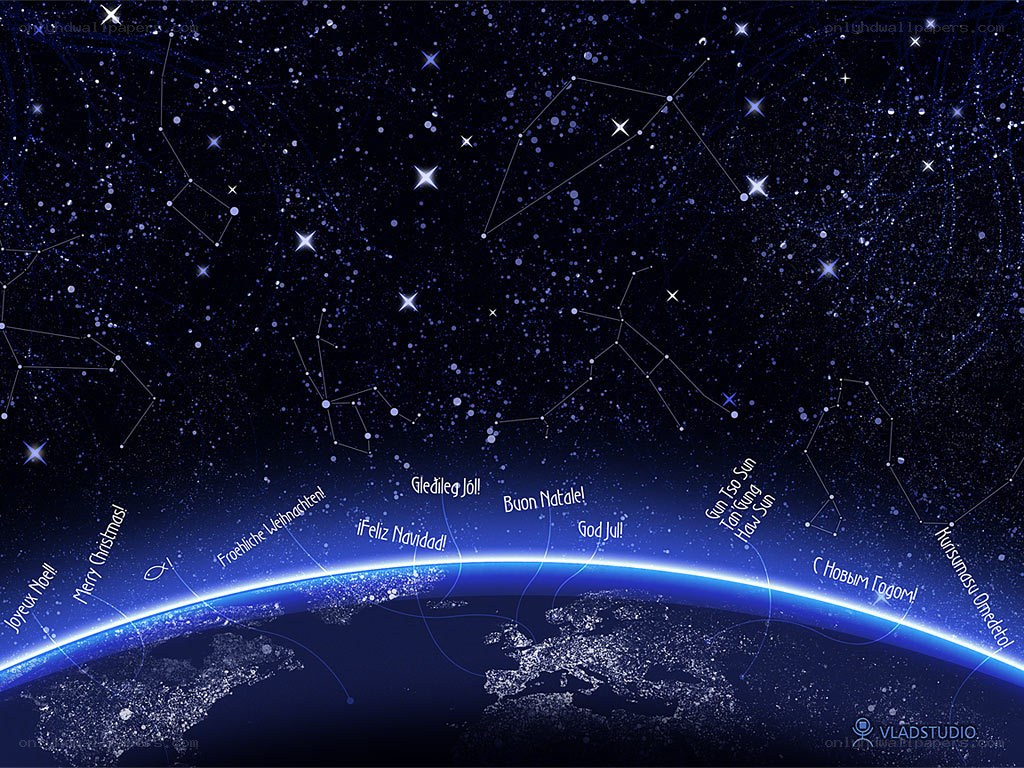Earth from space with holiday greetings