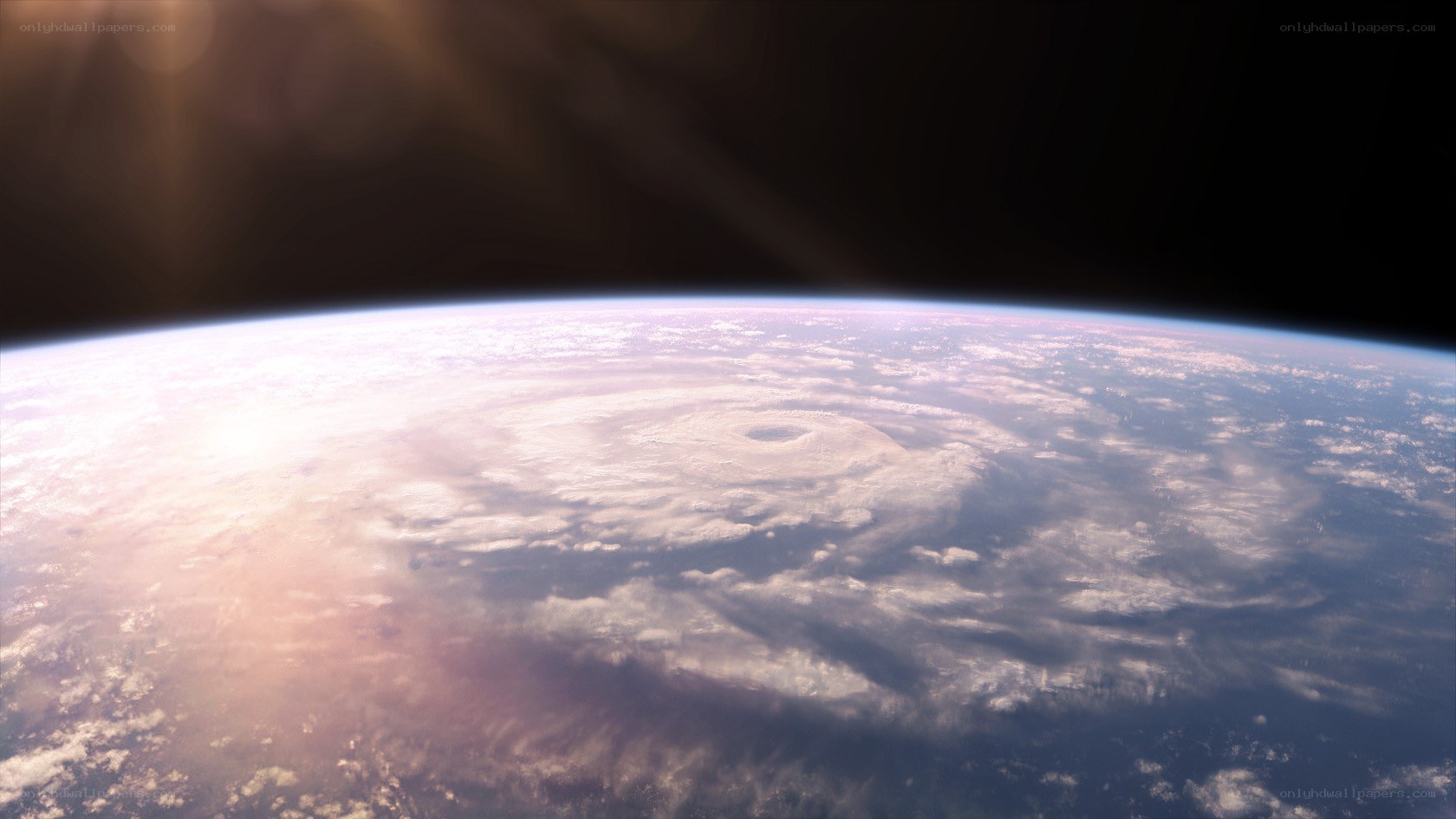 Earth from space with hurricane
