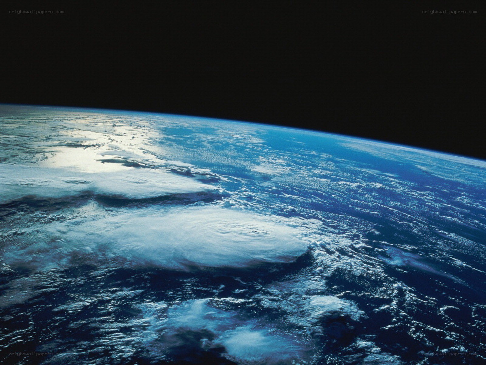 Earth from space with hurricane
