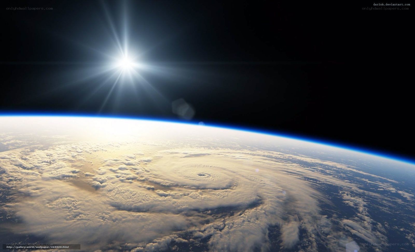 Earth from space with hurricane