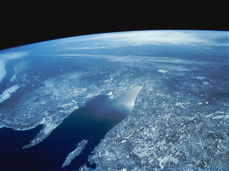 Earth from space with ice-covered land
