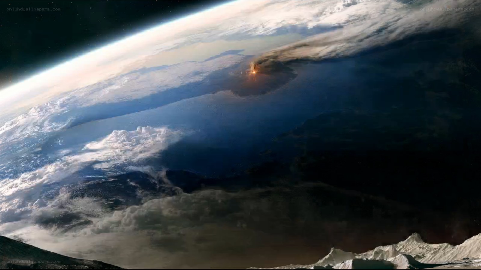 Earth from space with impact