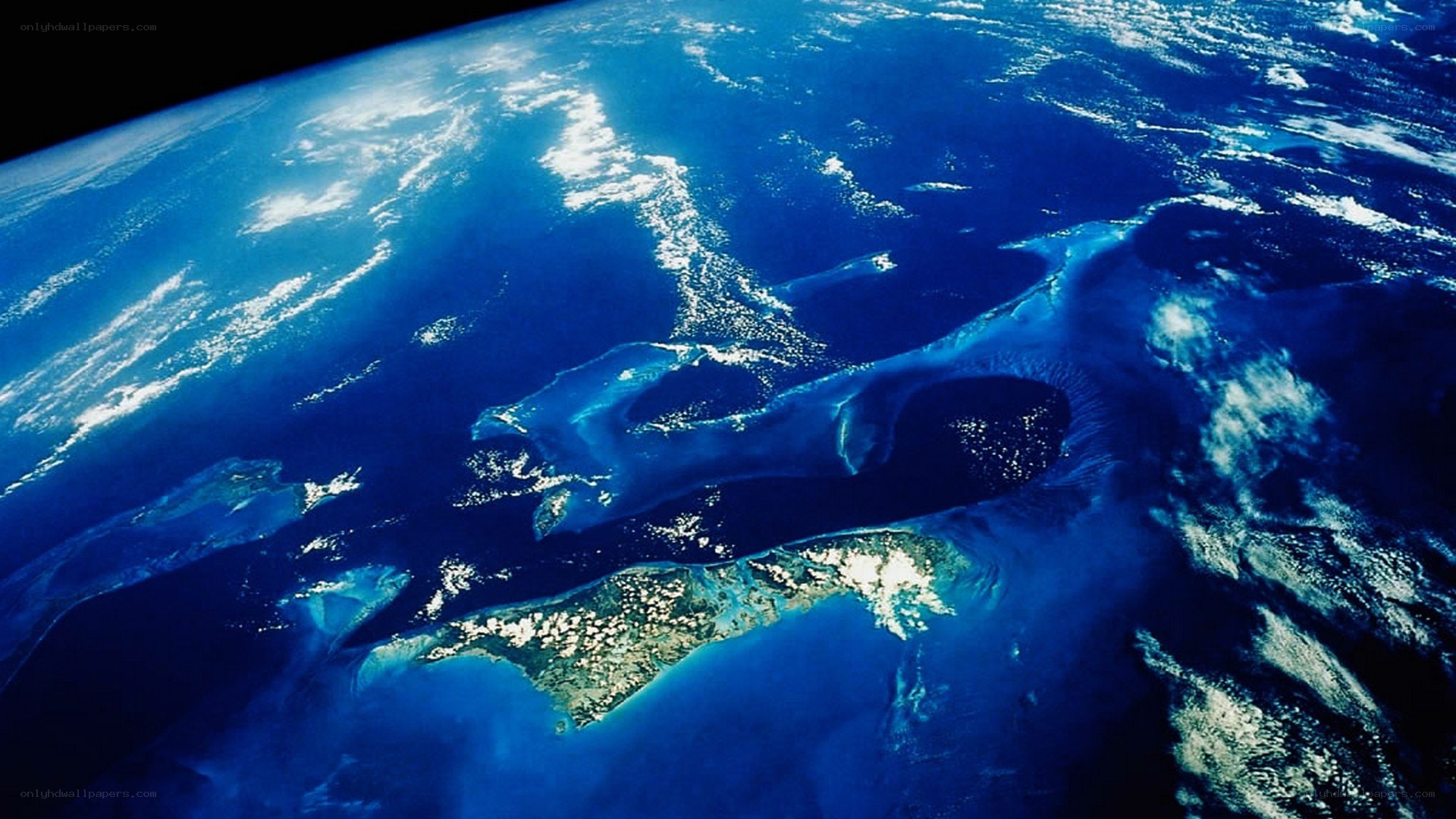Earth from space with islands