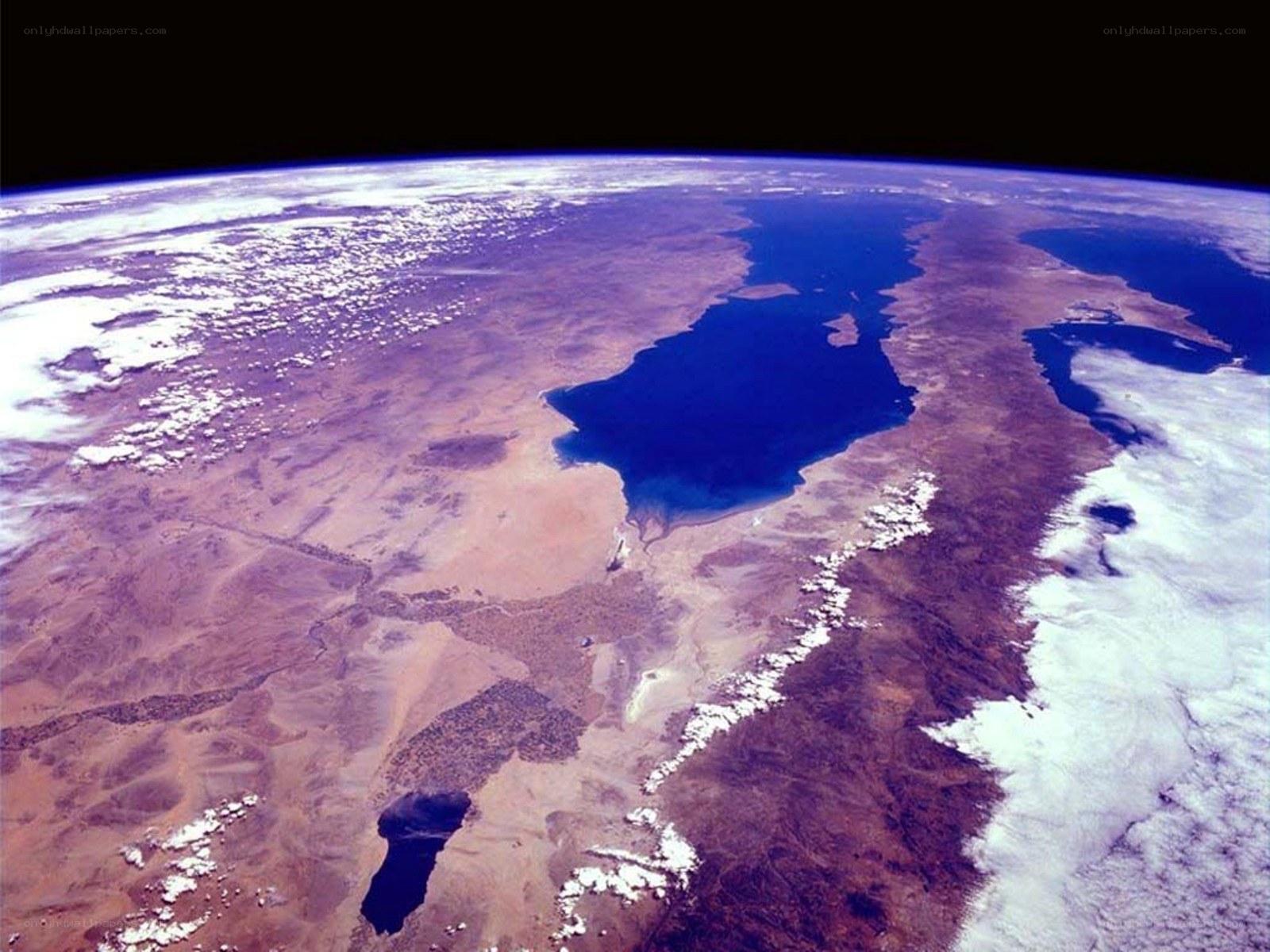 Earth from space with lake