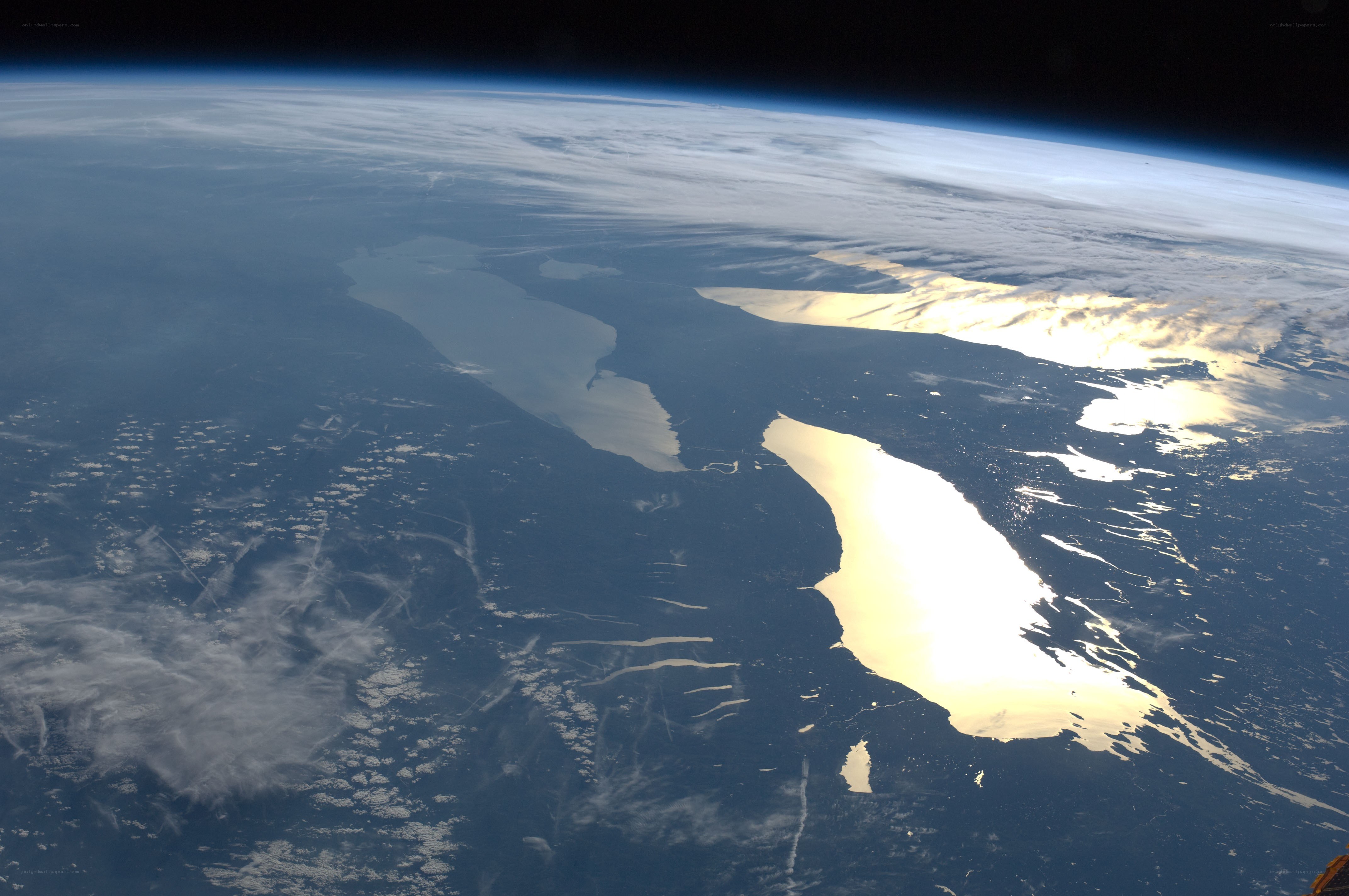Earth from space with lakes