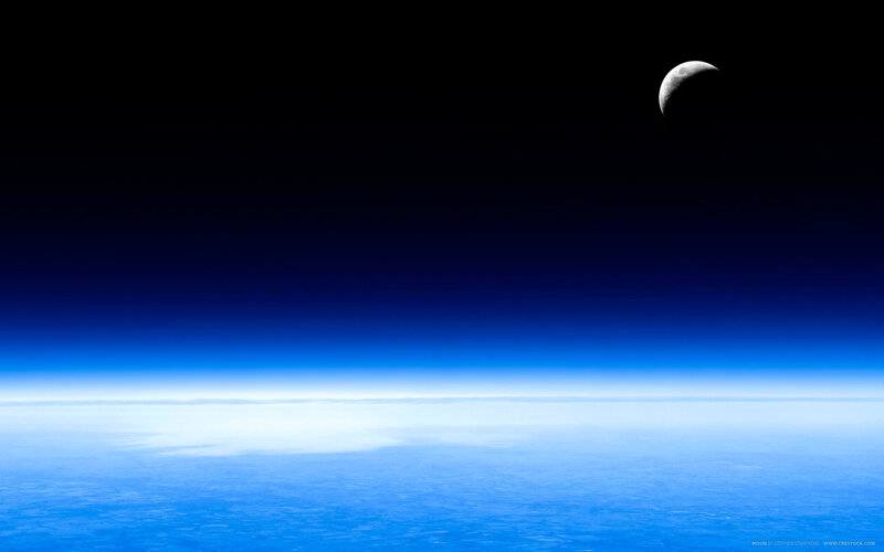 Earth from space with moon