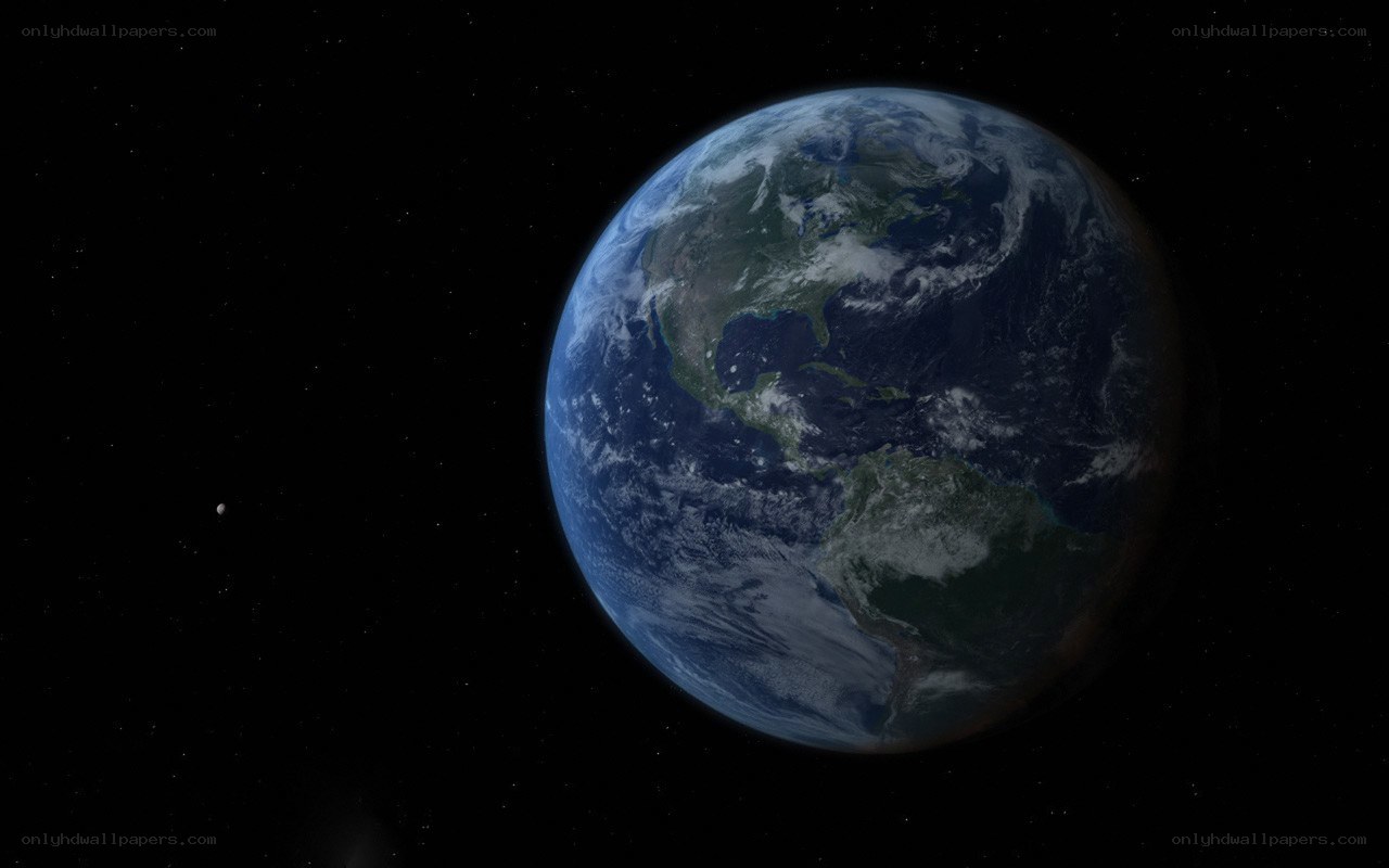 Earth from space with moon