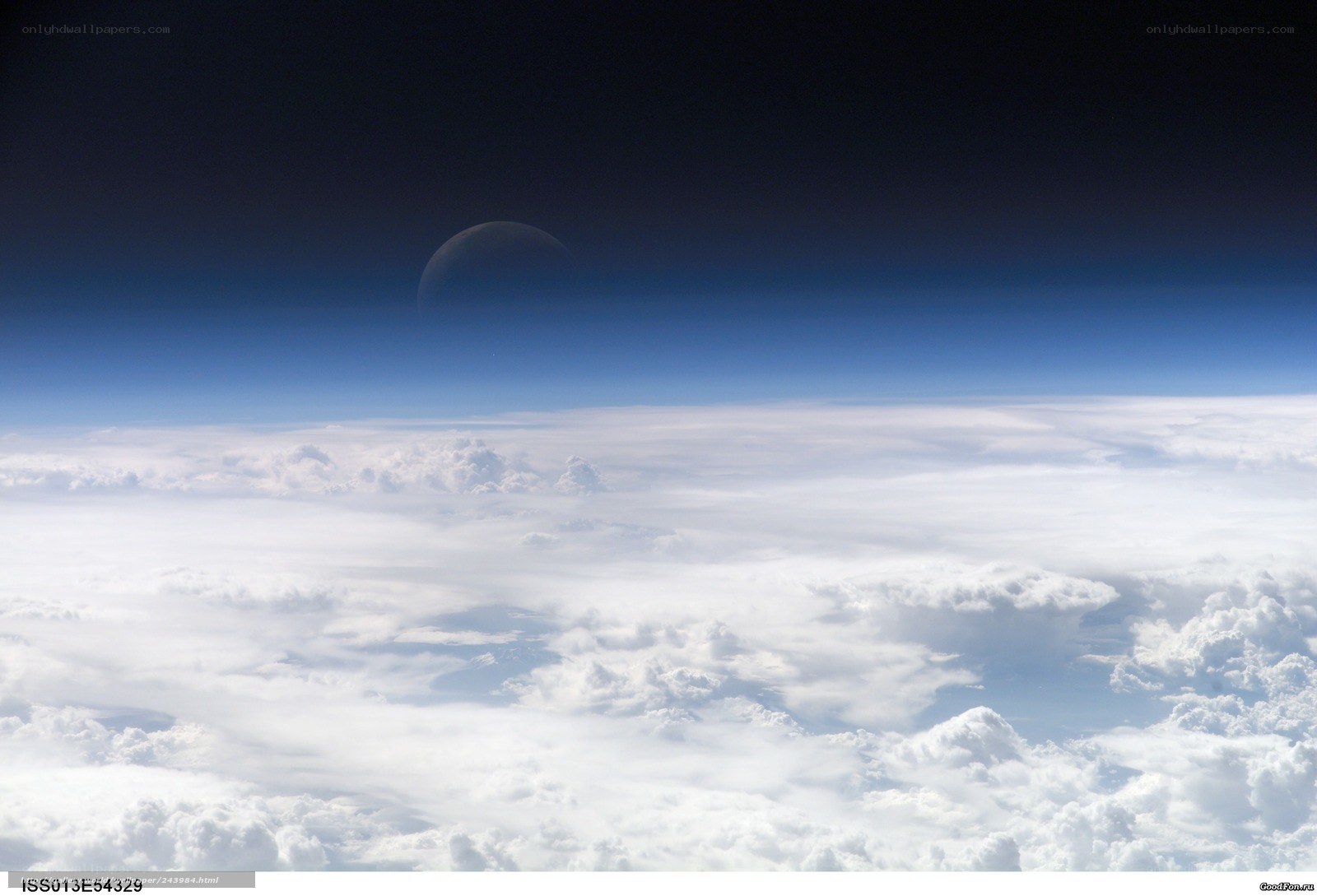 Earth from space with moon