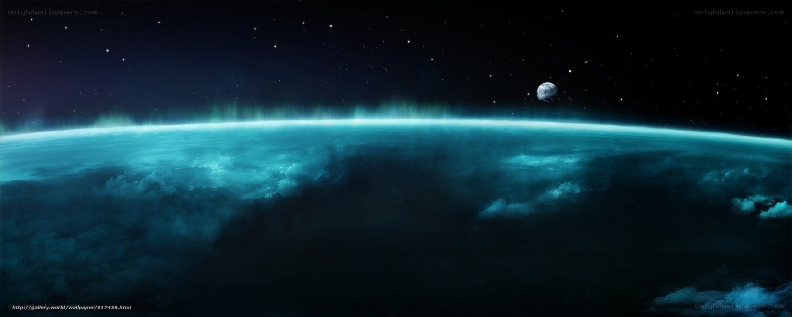 Earth from space with moon
