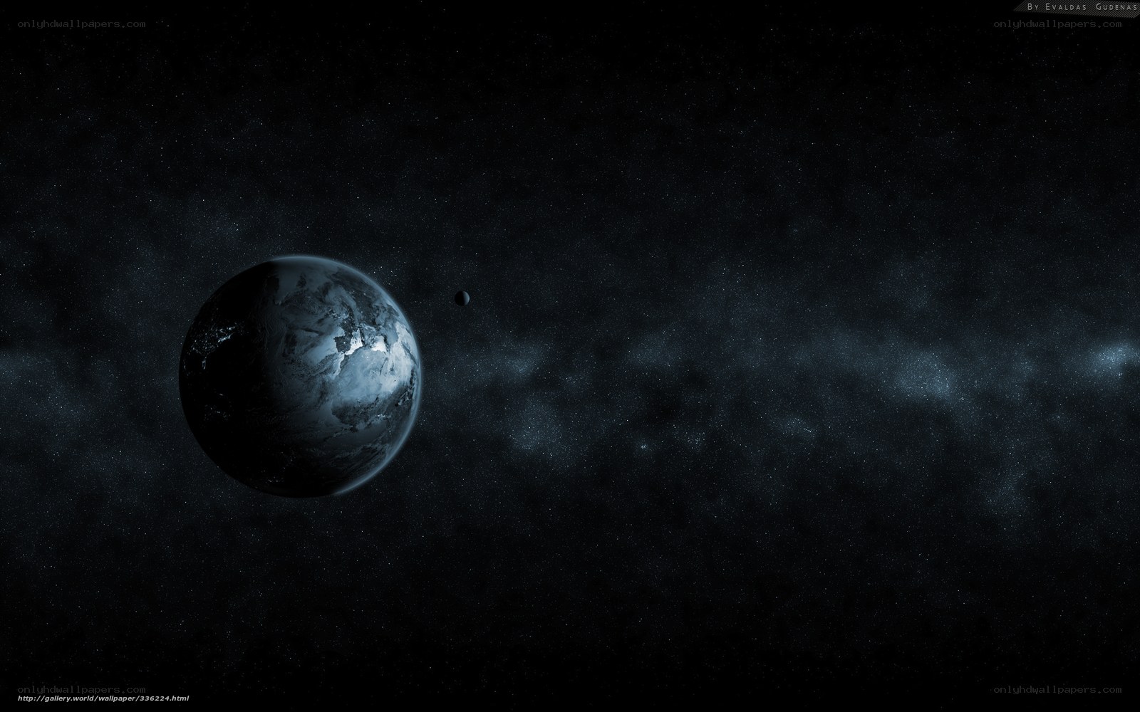 Earth from space with moon