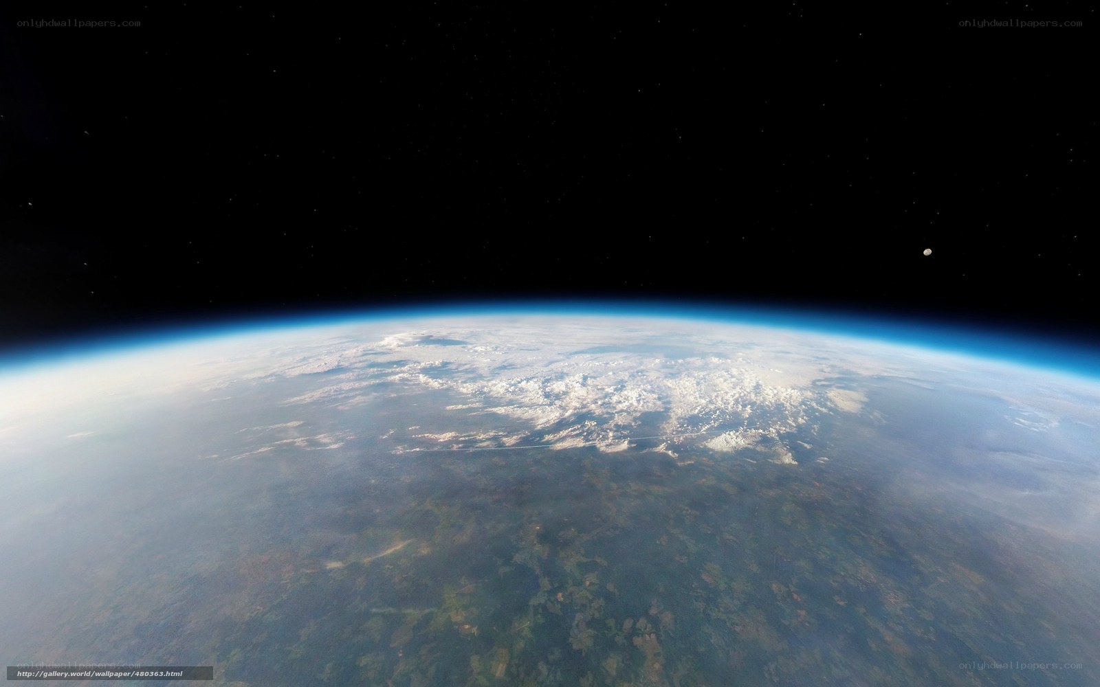 Earth from space with moon