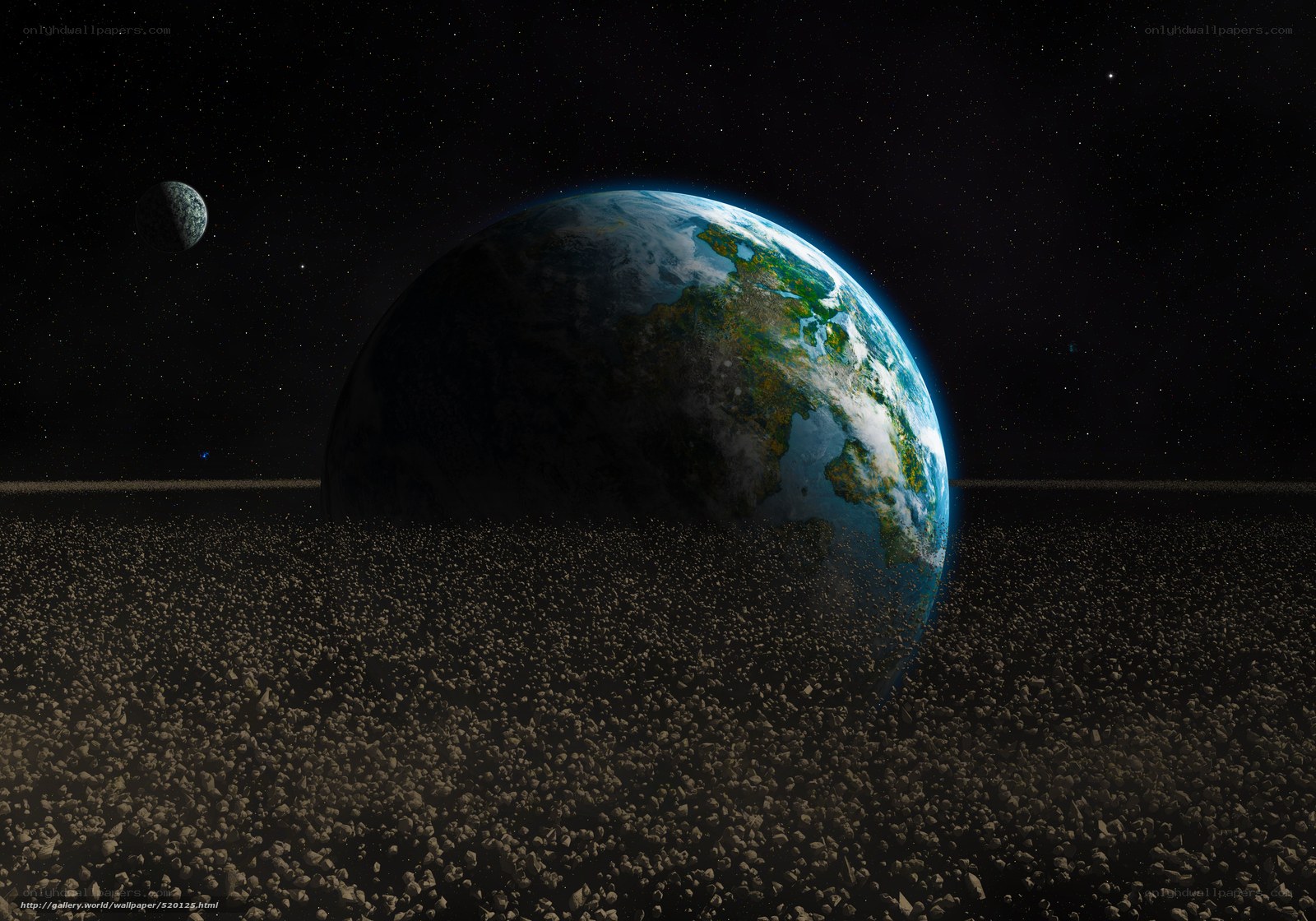 Earth from space with moon