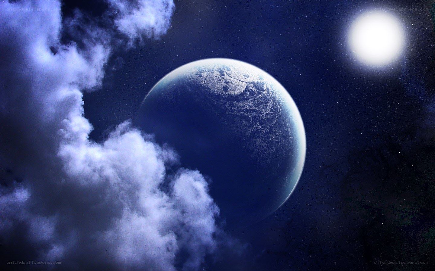 Earth from space with moon