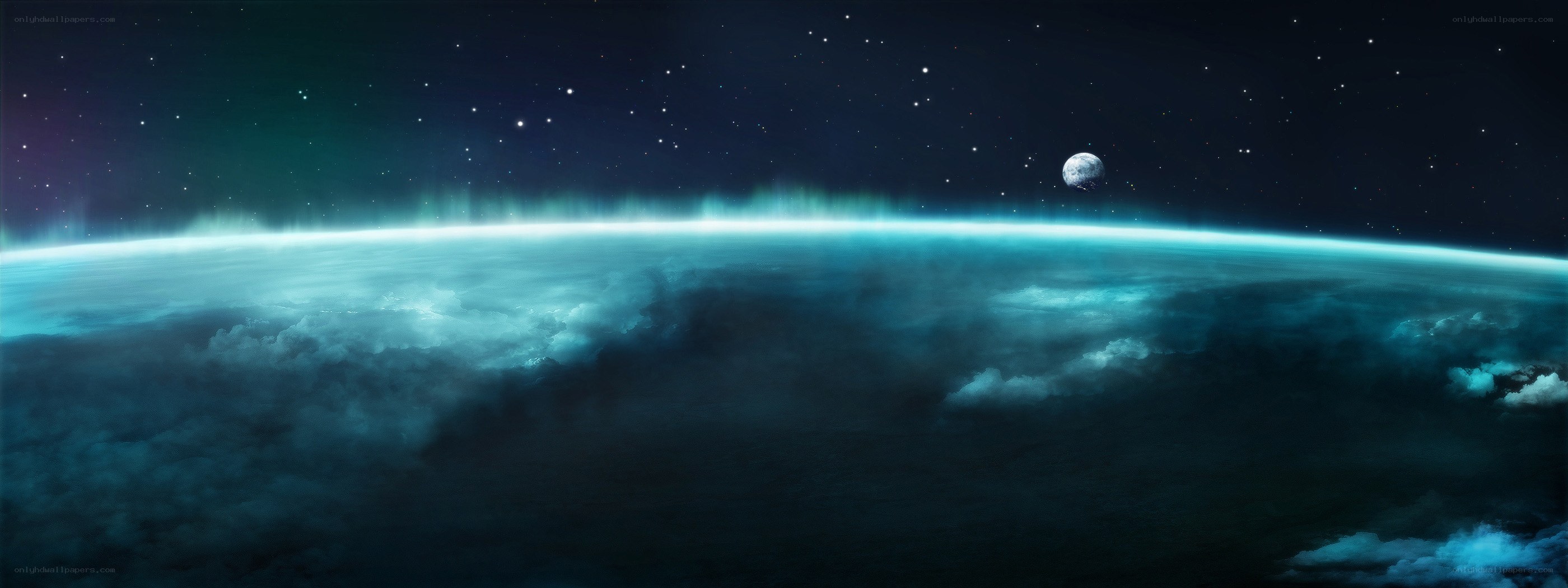 Earth from space with moon