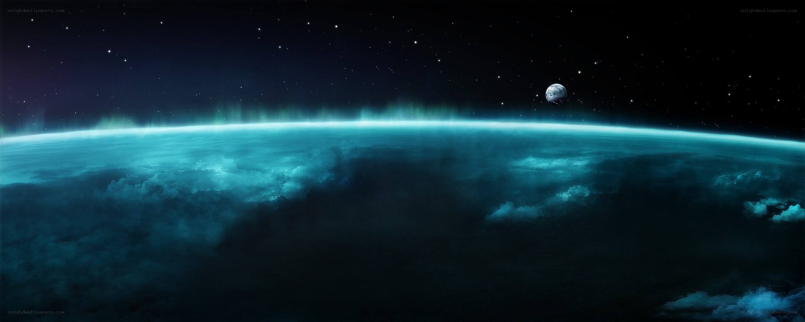 Earth from space with moon