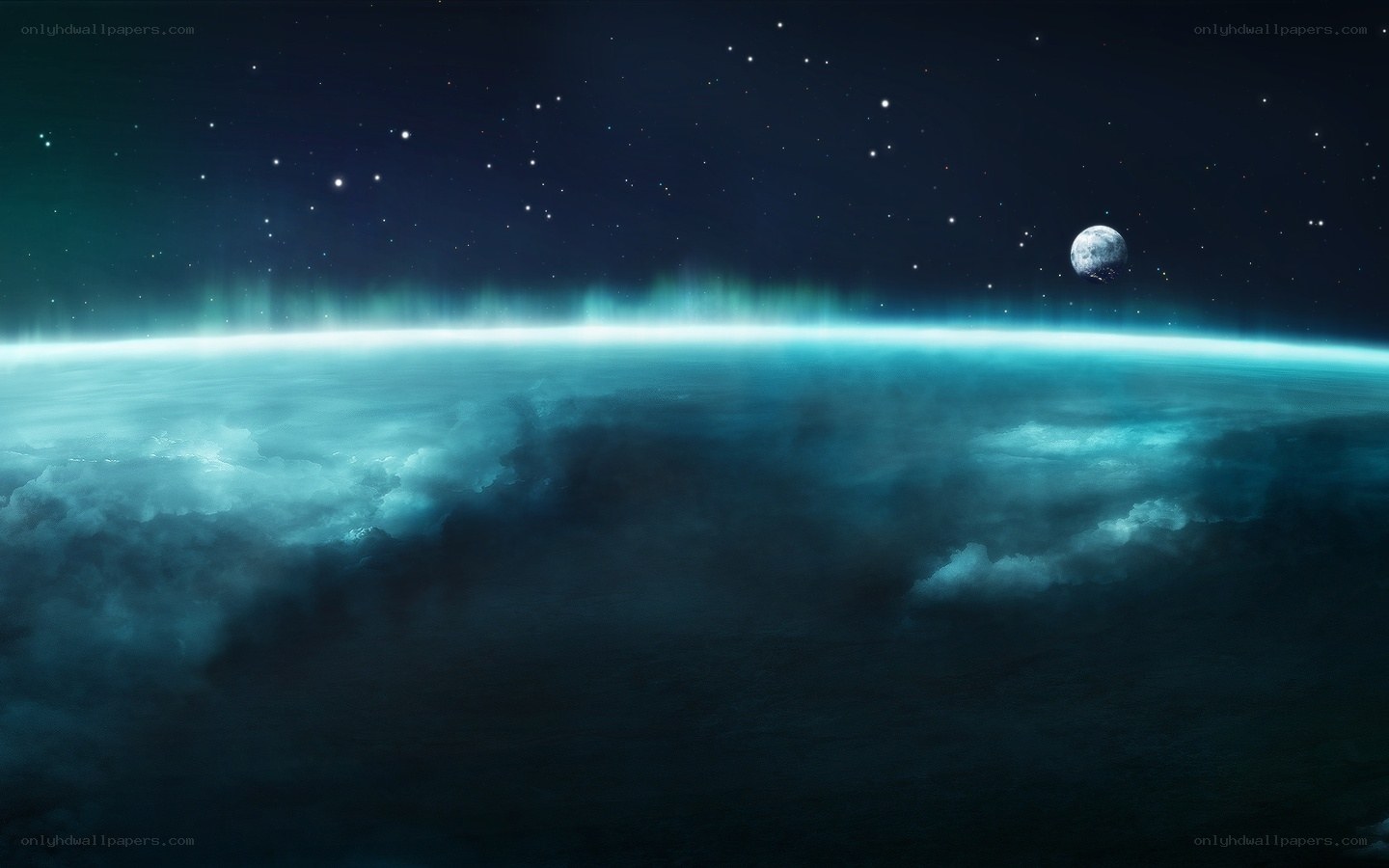 Earth from space with moon