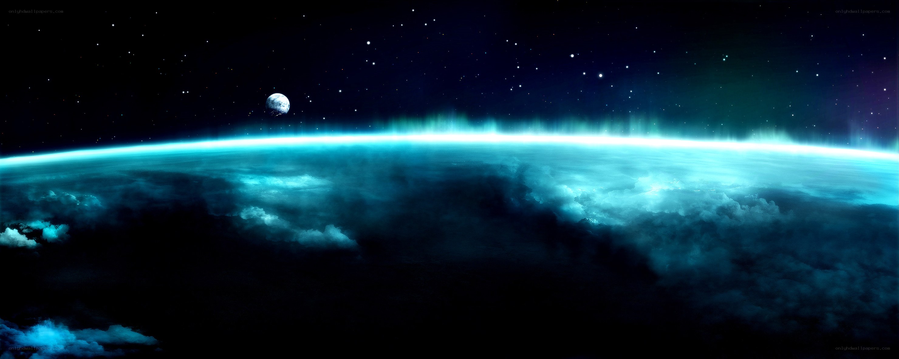 Earth from space with moon