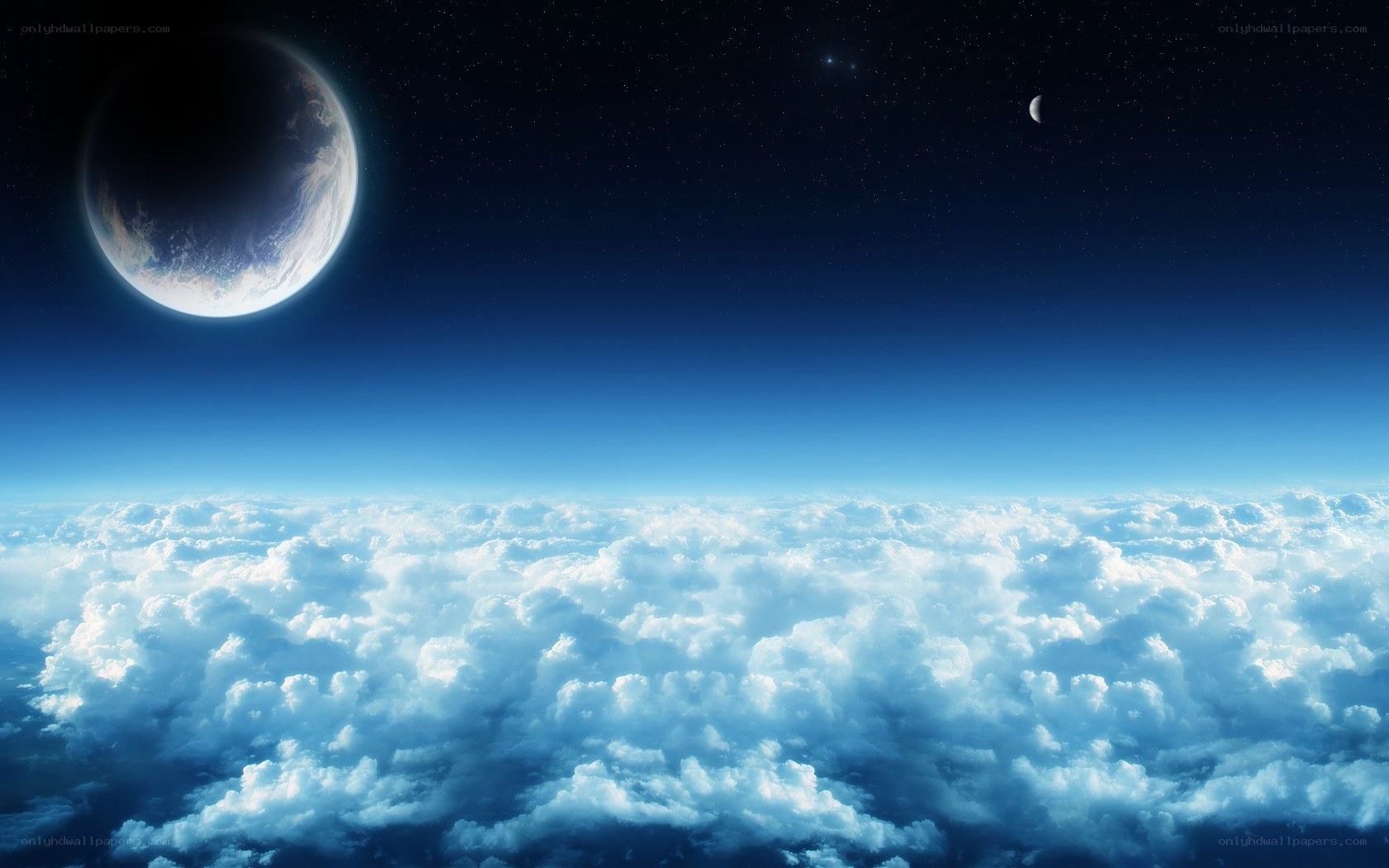 Earth from space with moon
