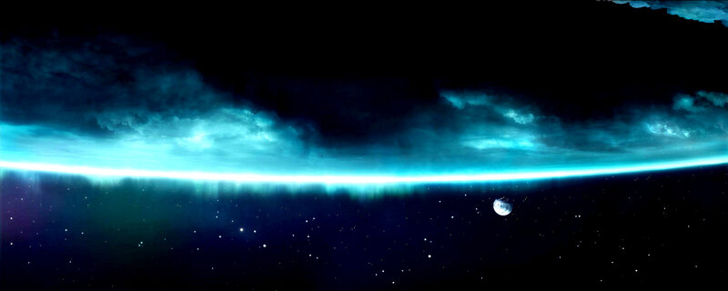 Earth from space with moon