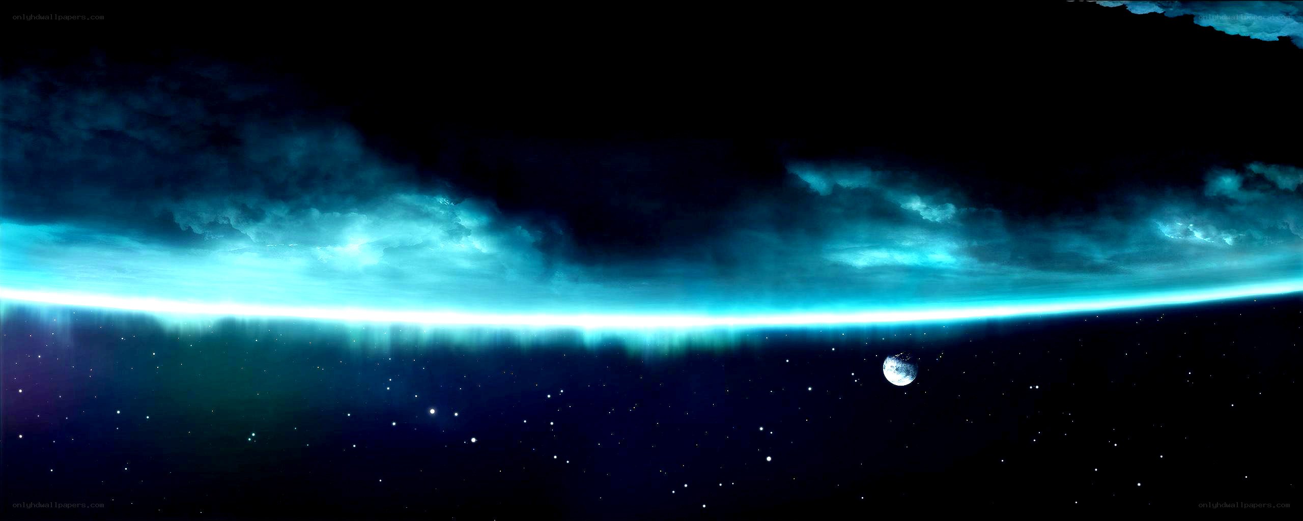 Earth from space with moon