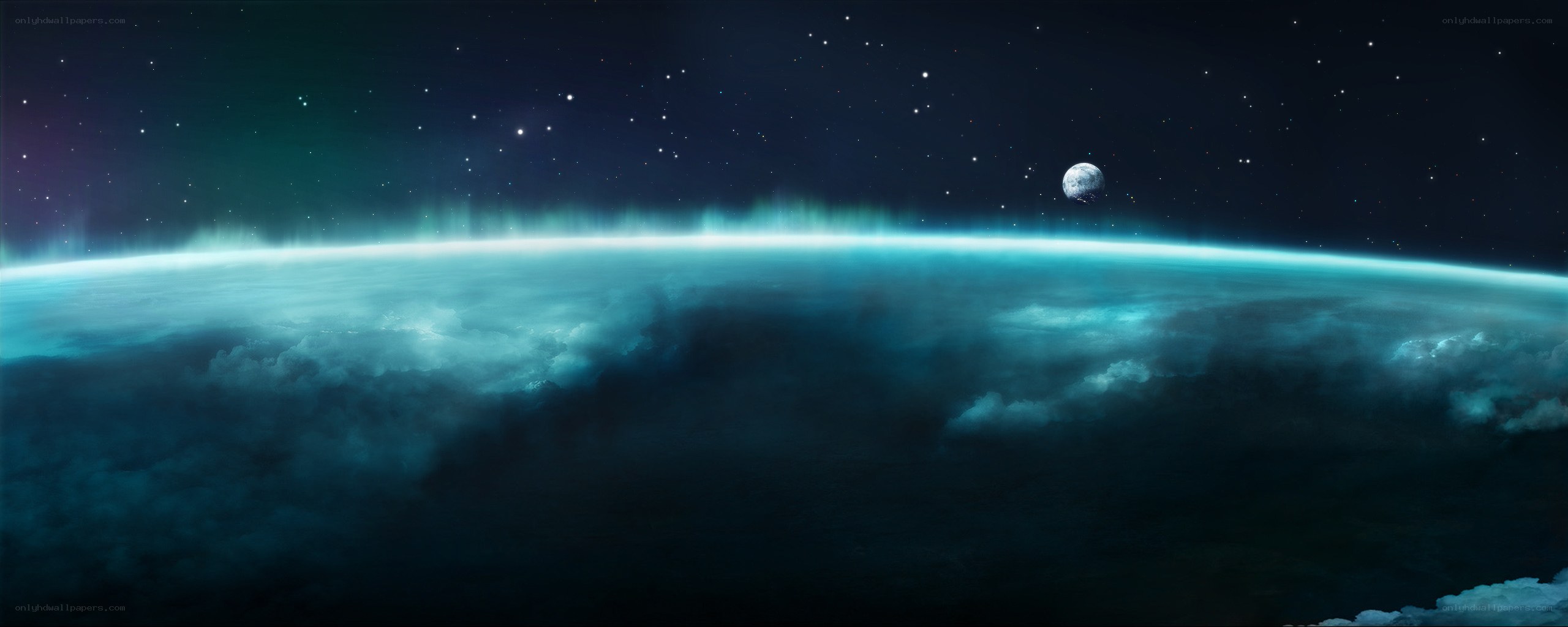 Earth from space with moon
