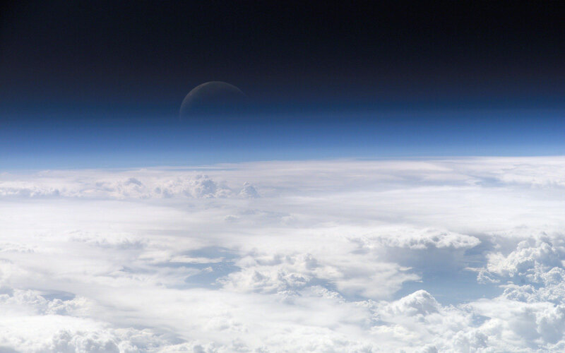 Earth from space with moon