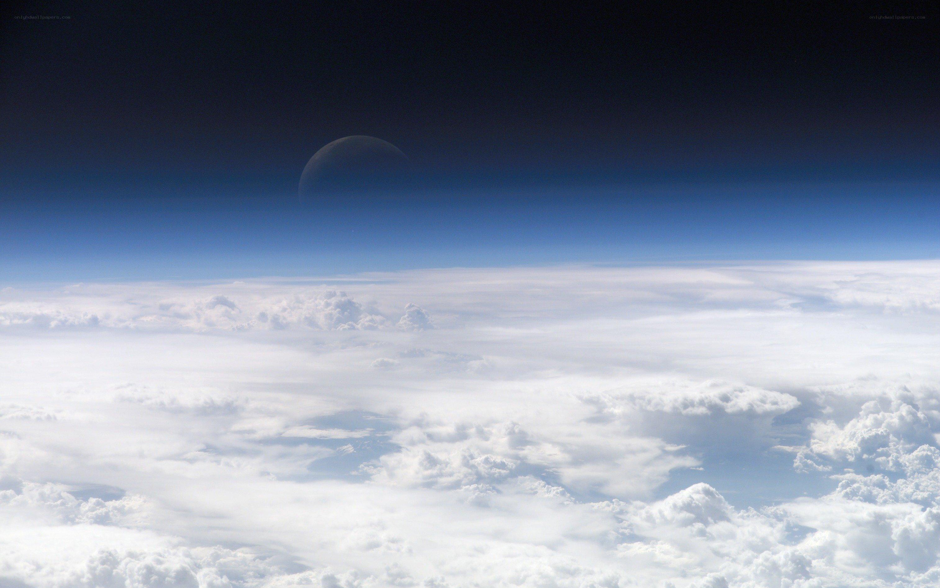 Earth from space with moon