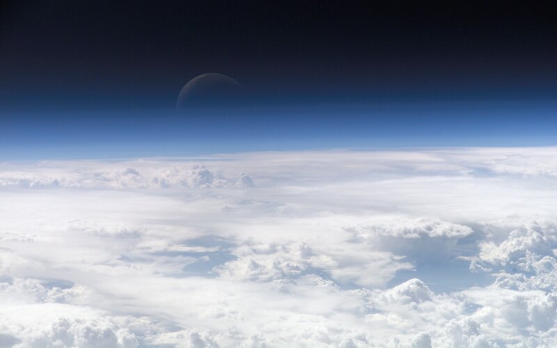 Earth from space with moon