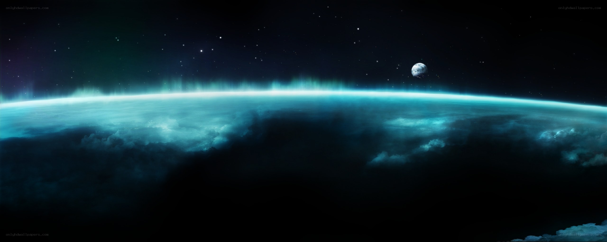 Earth from space with moon