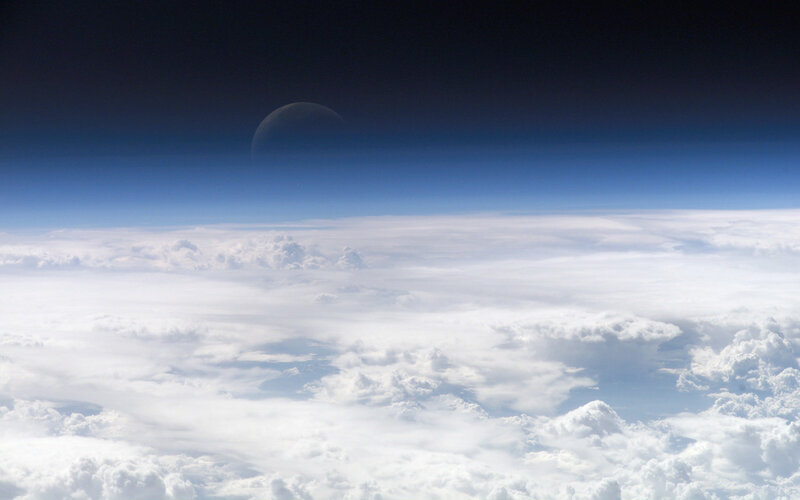 Earth from space with moon