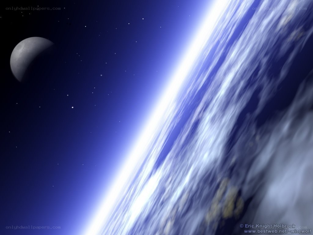 Earth from space with moon