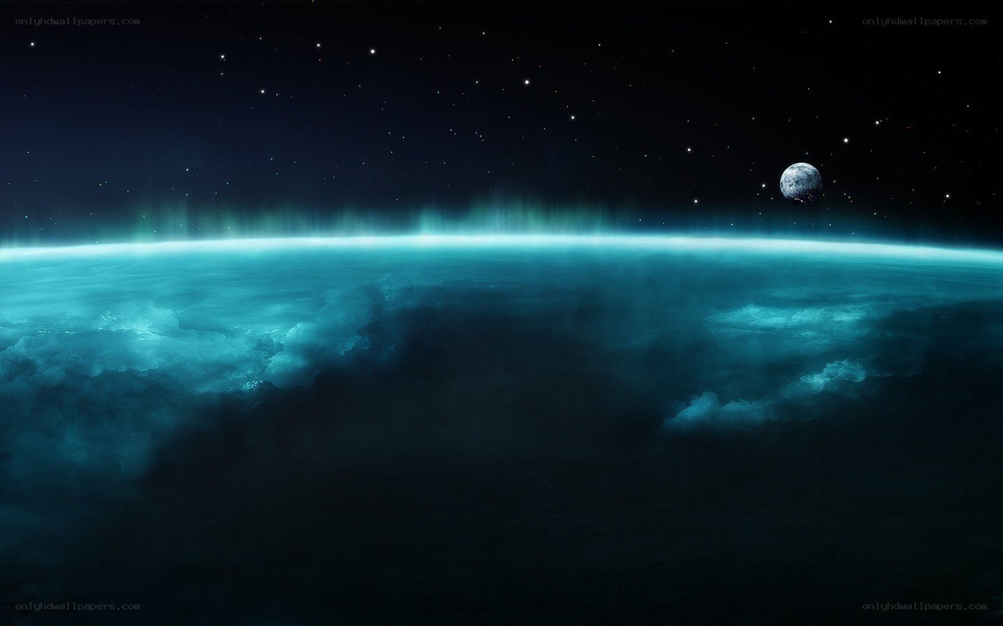 Earth from space with moon