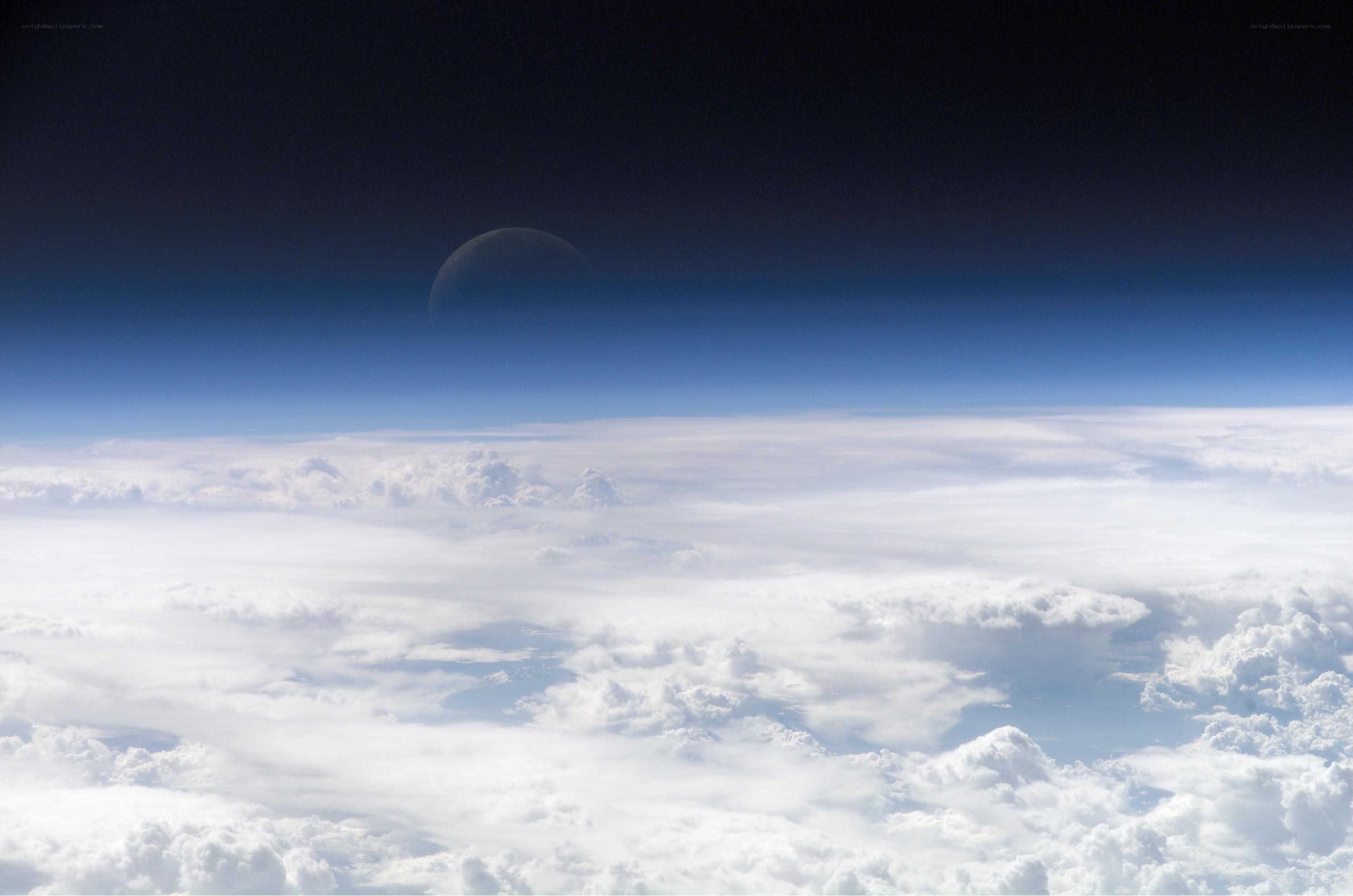 Earth from space with moon