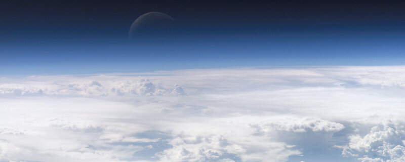 Earth from space with moon