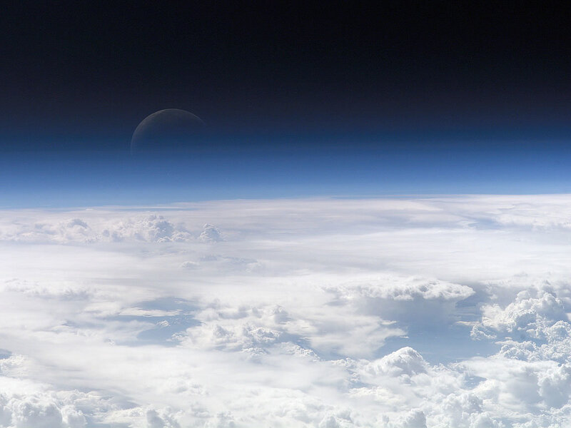 Earth from space with moon