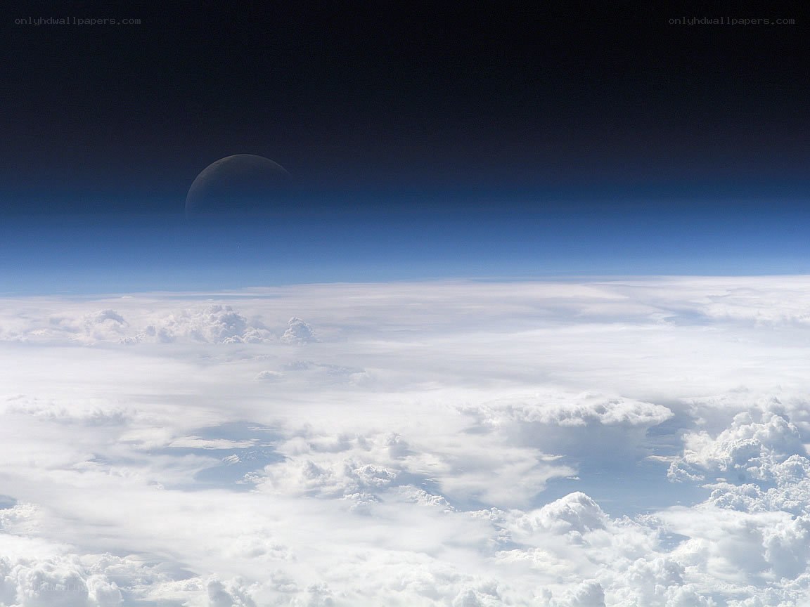 Earth from space with moon
