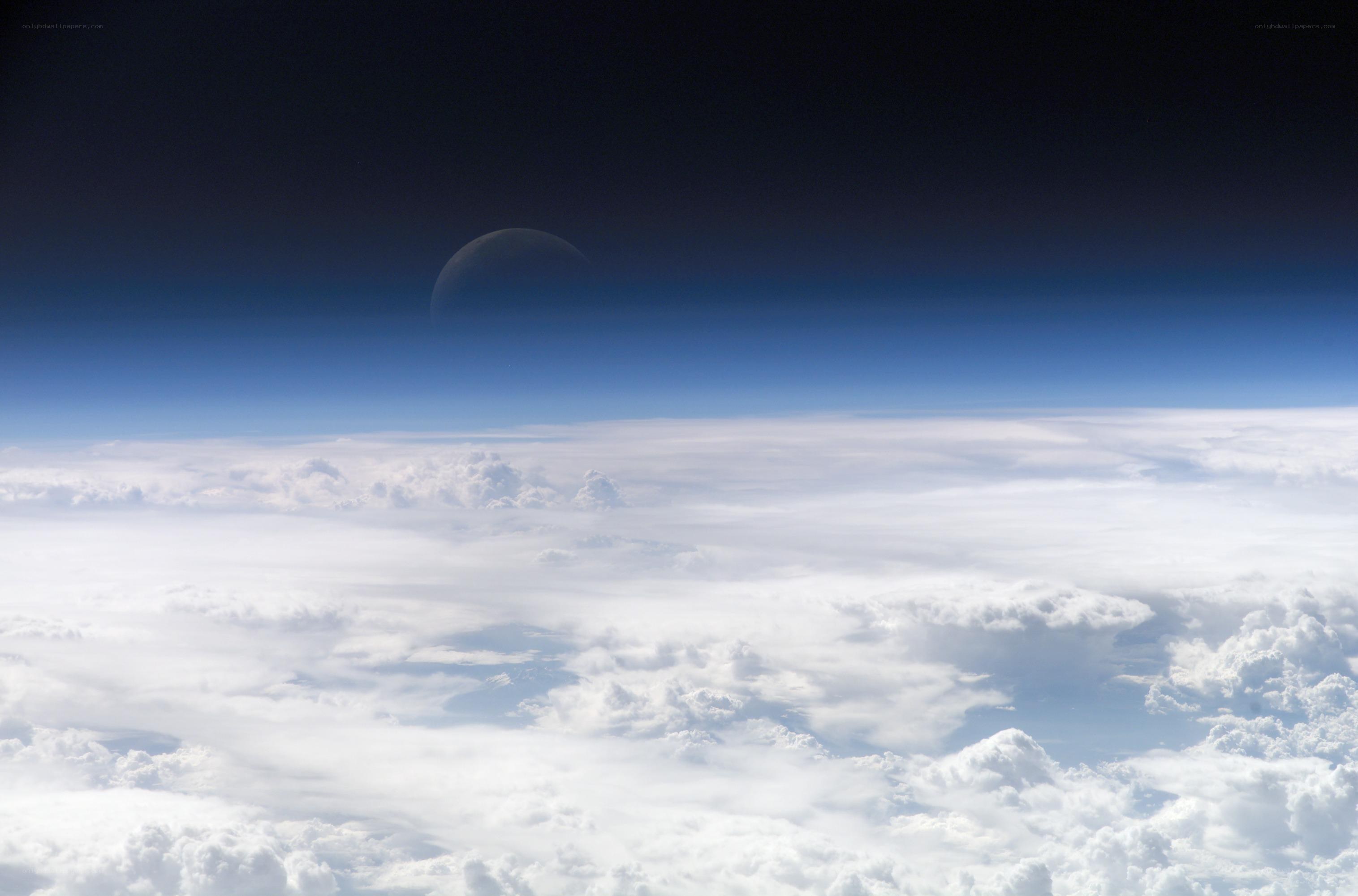 Earth from space with moon