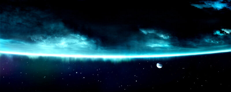 Earth from space with moon