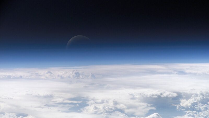 Earth from space with moon