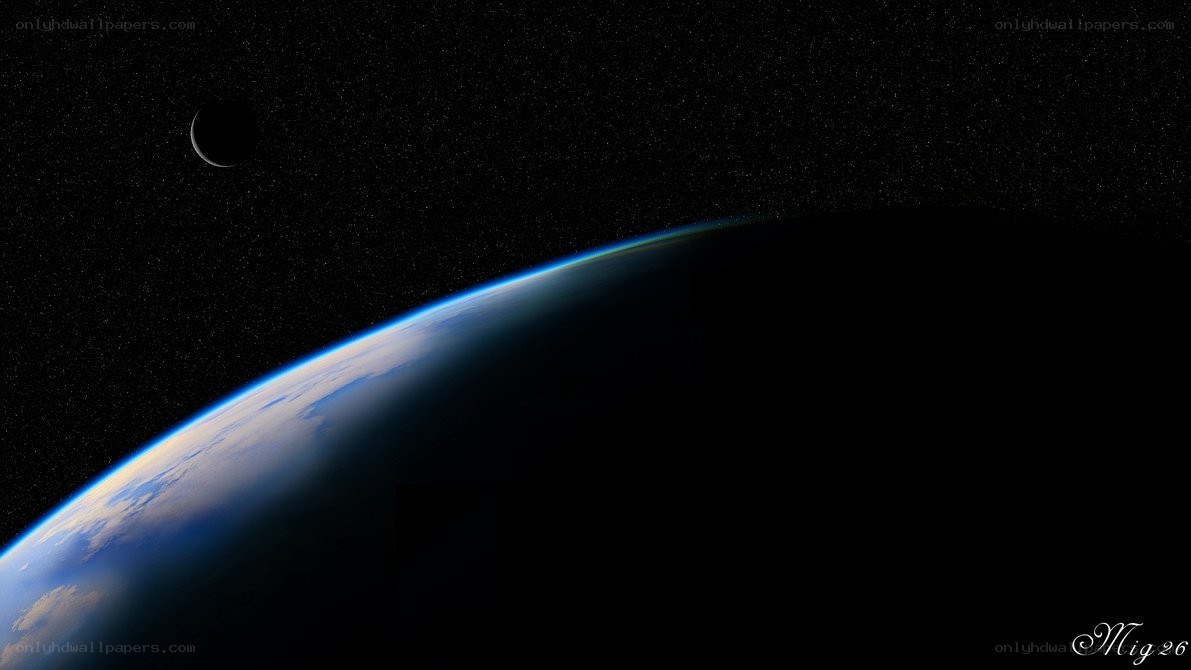 Earth from space with moon