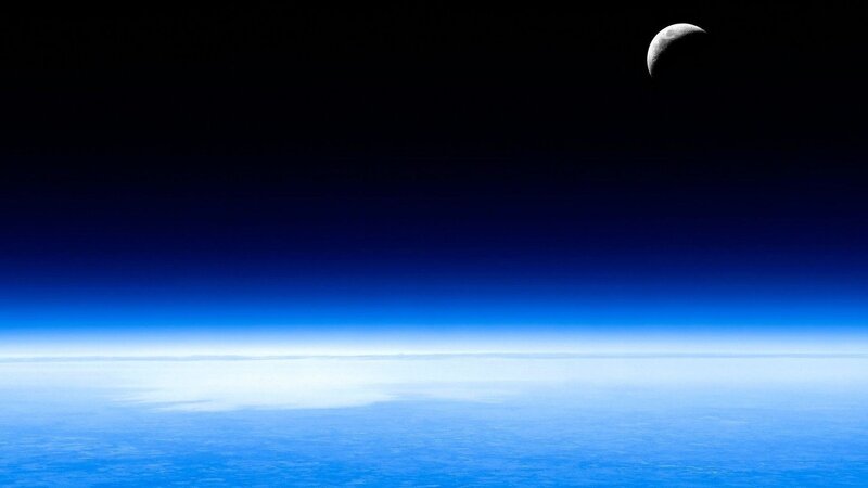 Earth from space with moon