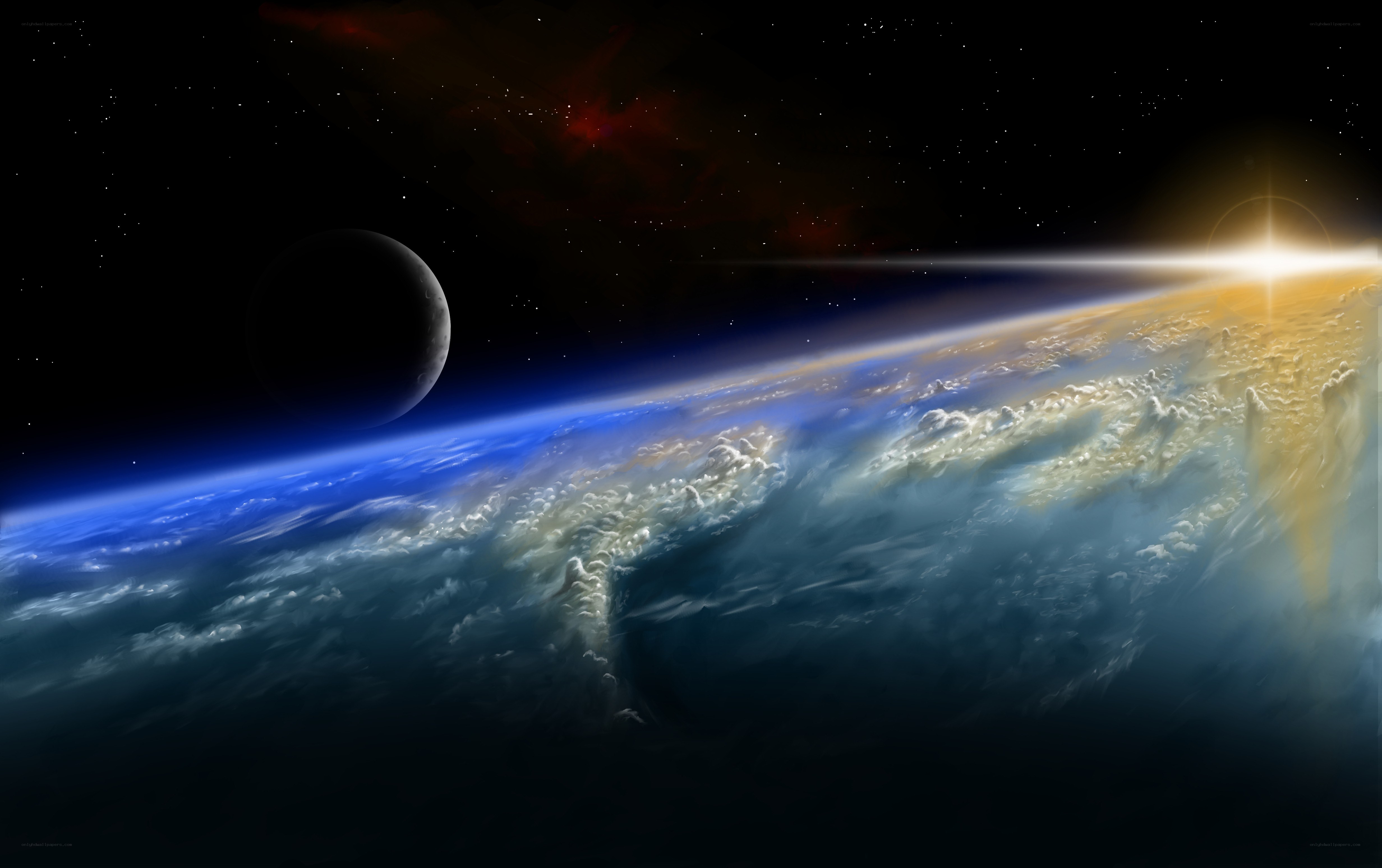 Earth from space with moon