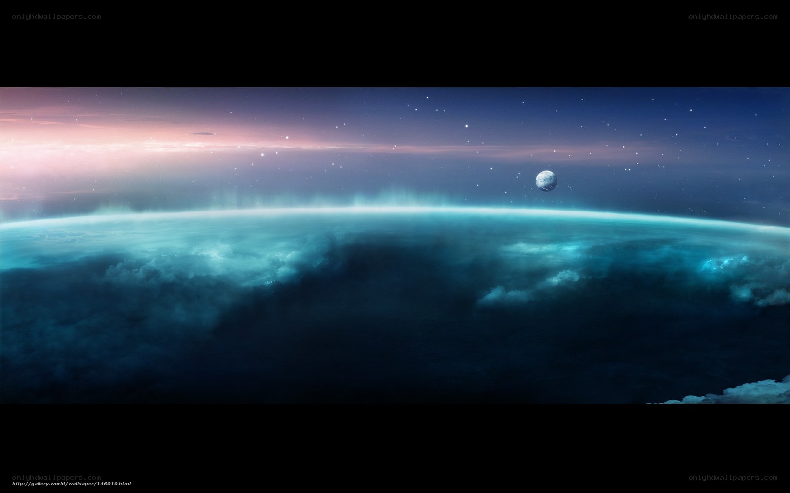 Earth from space with moon