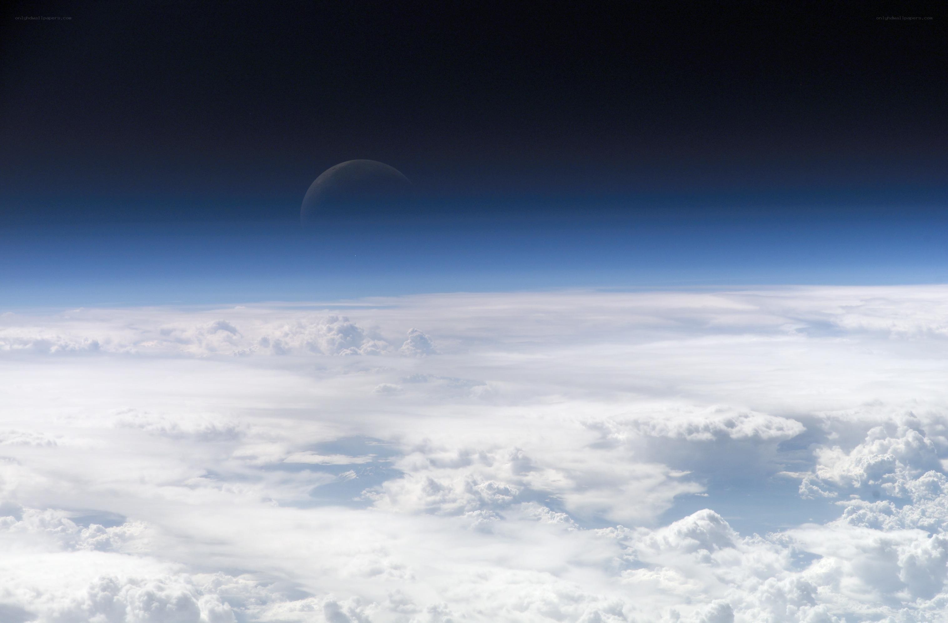 Earth from space with moon