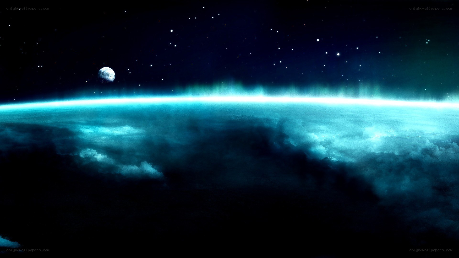 Earth from space with moon
