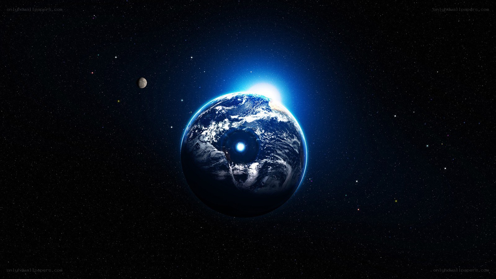 Earth from space with moon