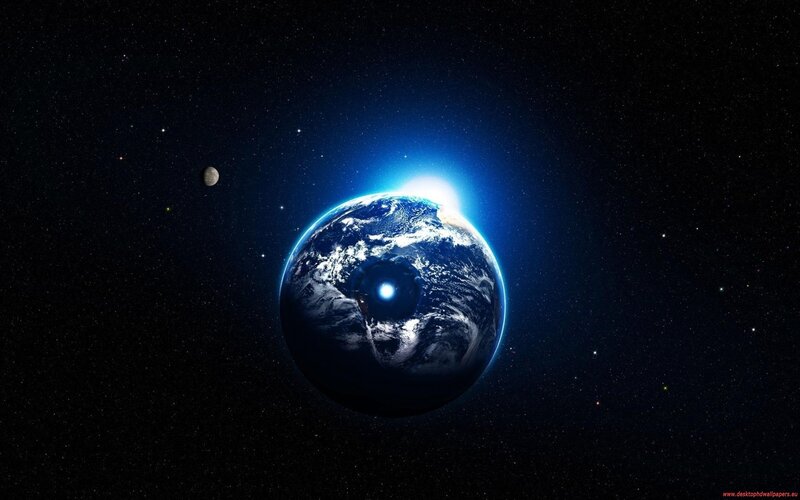 Earth from space with moon