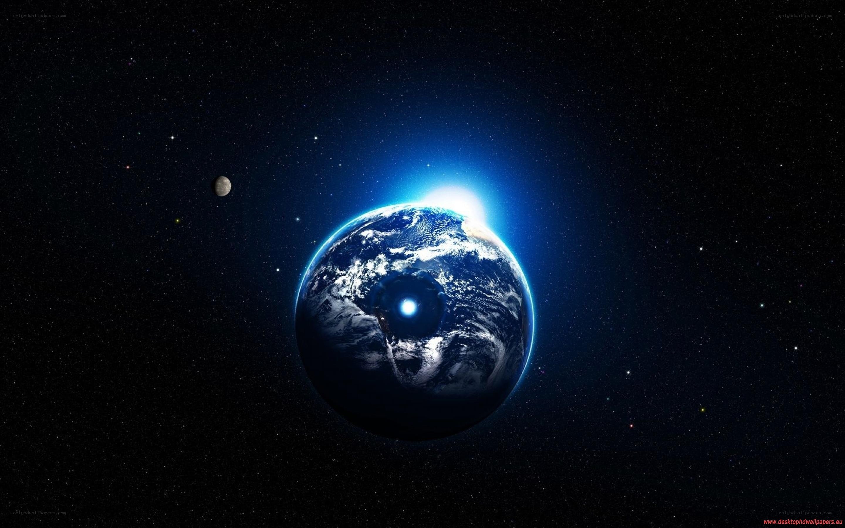 Earth from space with moon