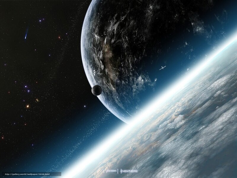 Earth from space with moon